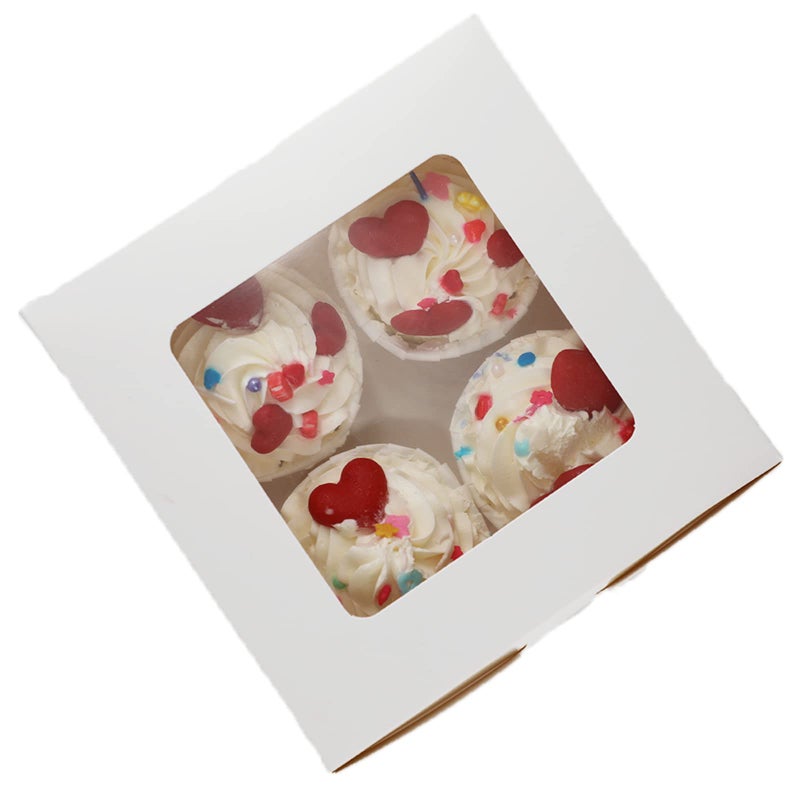 MonYouGe 30-Set Cupcake Boxes Bulk with Clear Display Window Hold 4 Standard Cupcakes, Disposable Food Grade White Cupcake Carrier Cupcake Container, Perfect for Cupcakes Muffins Cookies Pastries - Image 1