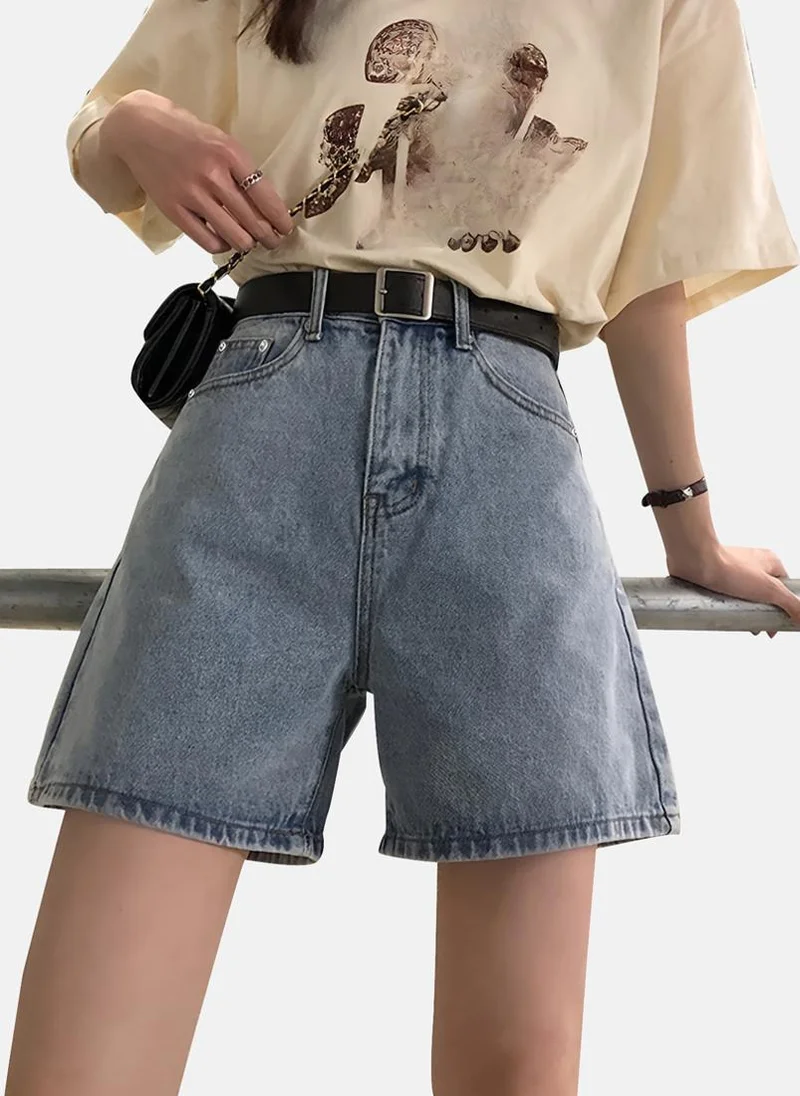 YUNIQEE Blue Solid Denim Shorts