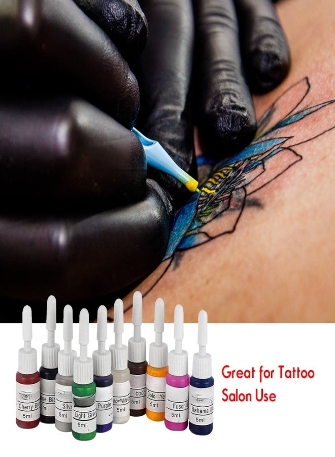 10 Bottles Tattoo Ink Pigment for Makeup Eyebrow Eyeliner Body Tattoo Coloring Kit Tattoo Supply Tattoo Art Beauty Tool 5ML - Image 5