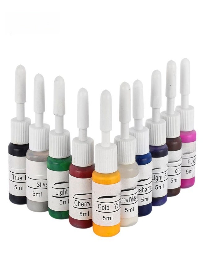 10 Bottles Tattoo Ink Pigment for Makeup Eyebrow Eyeliner Body Tattoo Coloring Kit Tattoo Supply Tattoo Art Beauty Tool 5ML - Image 1