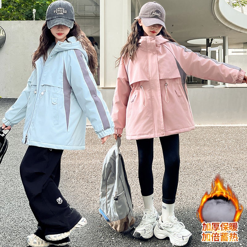 Winter New Girls Korean Version Of The Long Cotton Padded Windbreaker 2024 Children Warm Hooded Coat Tide - Image 5