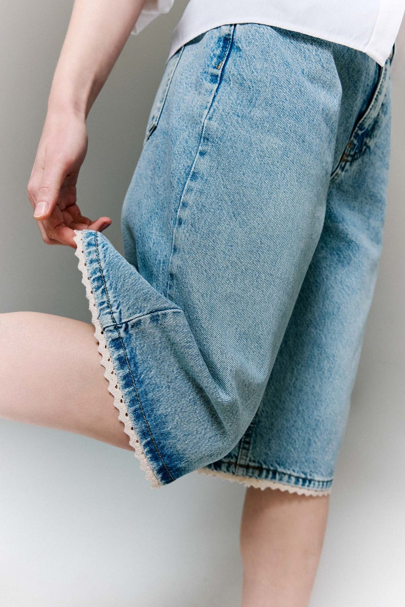 DeFacto Blue Woman Denim Normal Waist Jorts Casual - Image 3
