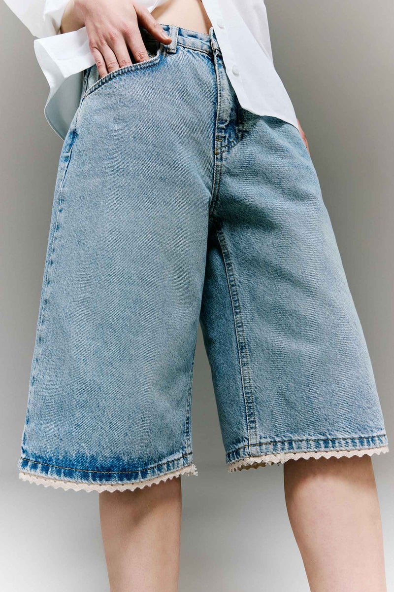 DeFacto Blue Woman Denim Normal Waist Jorts Casual - Image 2