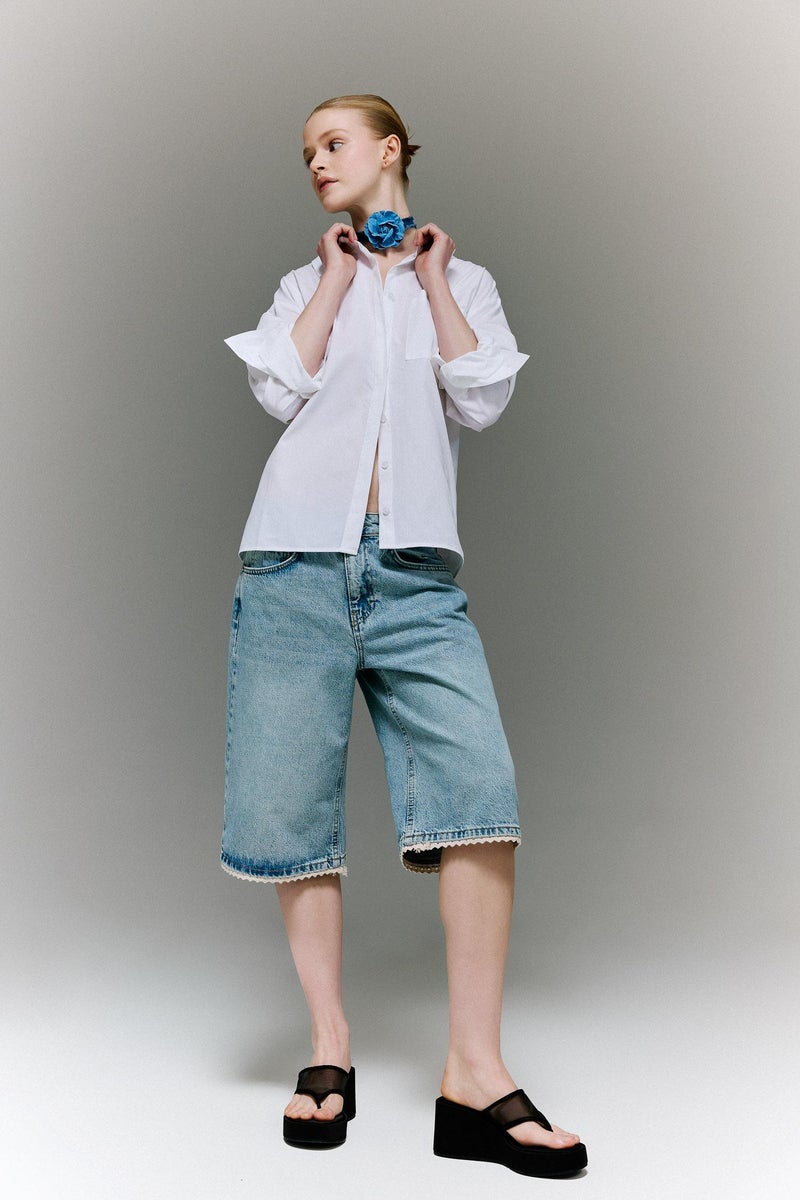 DeFacto Blue Woman Denim Normal Waist Jorts Casual - Image 1