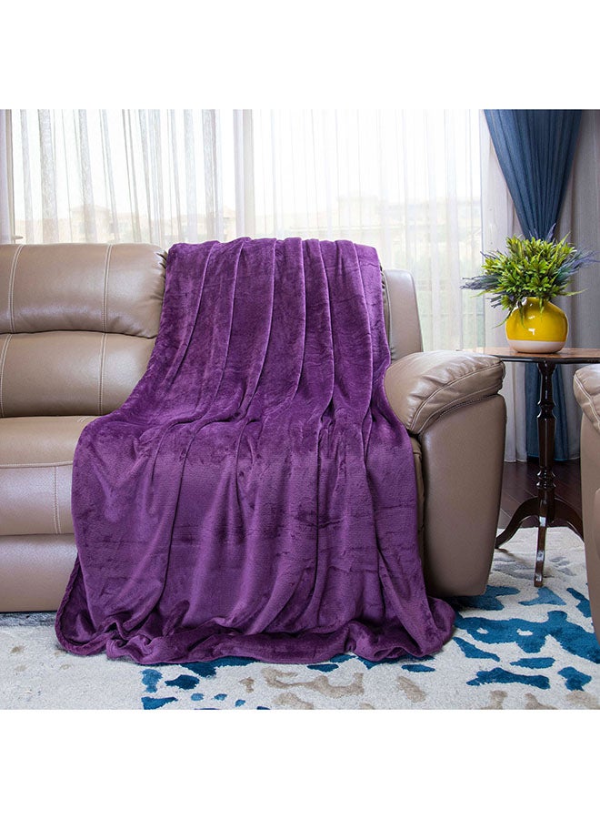 Mintra Lightweight Blanket 250 GSM Extra Soft Premium Microfiber Bed and Sofa Throw in Purple - Size 220x220cm - Image 1