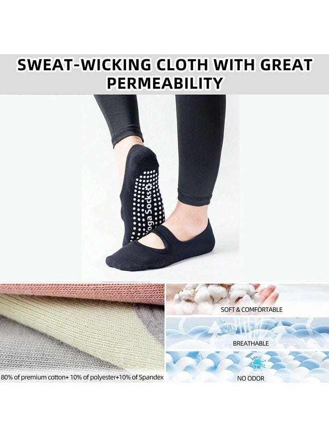 3 Pairs Yoga Grip Socks Women,Anti Slip Pilates Socks - Image 3