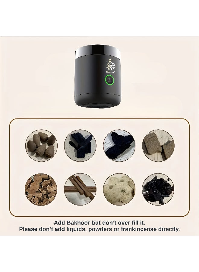ARABIQO Mini Bukhoor Burner – Rechargeable Mini Bakhoor Burner, Portable Premium Electric Oud Incense Burner, USB Type-C Rechargeable Aroma Diffuser, Electronic Bakhoor Burner for Home, Car, Ramadan & Eid Gifts - Image 5