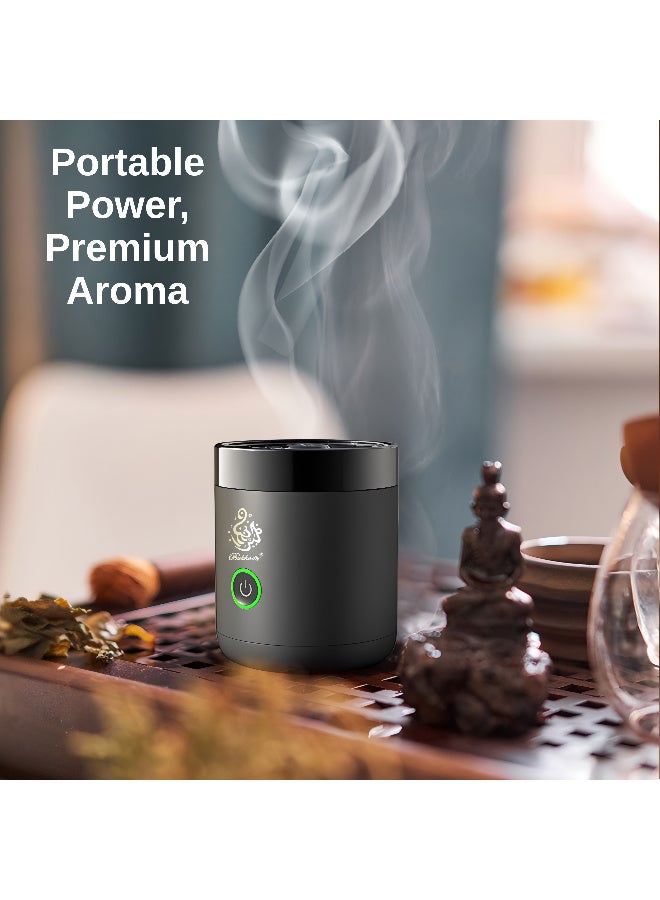 ARABIQO Mini Bukhoor Burner – Rechargeable Mini Bakhoor Burner, Portable Premium Electric Oud Incense Burner, USB Type-C Rechargeable Aroma Diffuser, Electronic Bakhoor Burner for Home, Car, Ramadan & Eid Gifts - Image 2