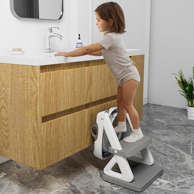 Wiifo Potty Training Seat with Step Stool Ladder for Kids and Toddler,Wiifo Sturdy Potty Ladder with Soft Padded Cushion for Toddler Boys and Girls(Light Grey) 2025 New Version - Image 4