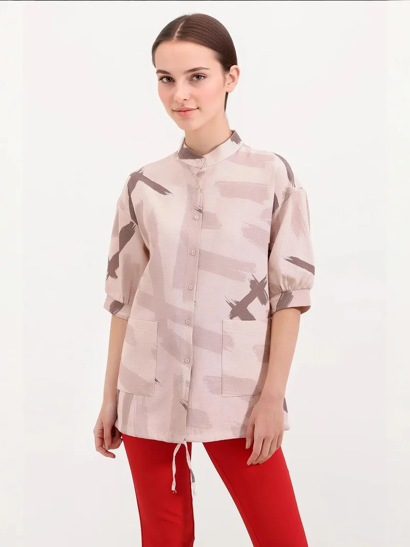 BIG DART BDART Abstract Print Loose Fit Shirt with Pocket
