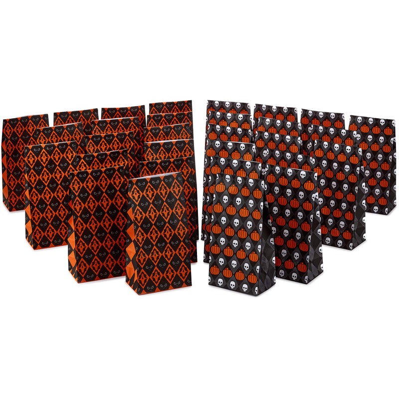 Hallmark Halloween Party Favor and Wrapped Treat Bags 30 Ct Skulls and Pumpkins Ghosts and Eyes for Trick or Treating Class Parties Luminaries Crafts Da de los Muertos