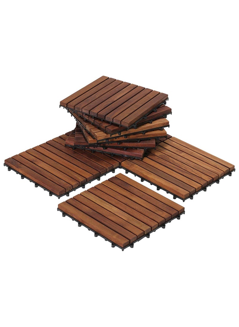 LINGWEI Wood Interlocking Flooring Tiles Straight Pattern Patio Deck Tiles Pack of 10 Solid Wood Pine Deck Tiles for Garden Indoor Outdoor 31x3x31cm - Image 2