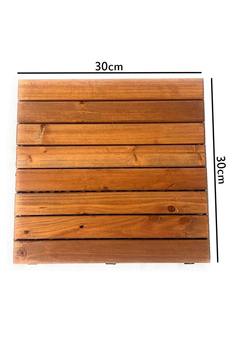 LINGWEI Wood Interlocking Flooring Tiles Straight Pattern Patio Deck Tiles Pack of 10 Solid Wood Pine Deck Tiles for Garden Indoor Outdoor 31x3x31cm - Image 5
