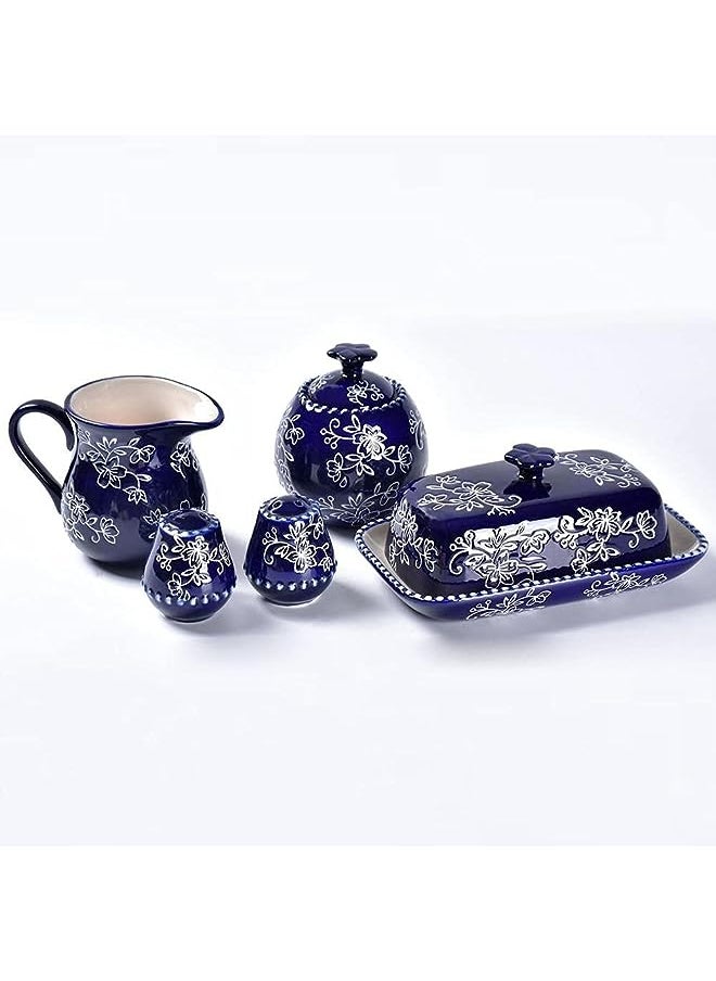 Temp-tations - Floral Lace Bakeware Set,7 Piece Completer Set- Blue - Image 1