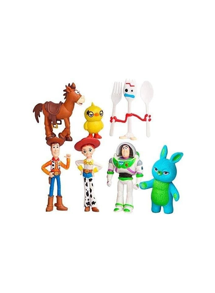 عام لعب توي ستوري - مجموعة من 7 أشخاص متحركين مع وودي، بص و ريكس - لوازم حفلة ممتعة للحفلات - مجموعة قمة الكعك ل. - Image 1