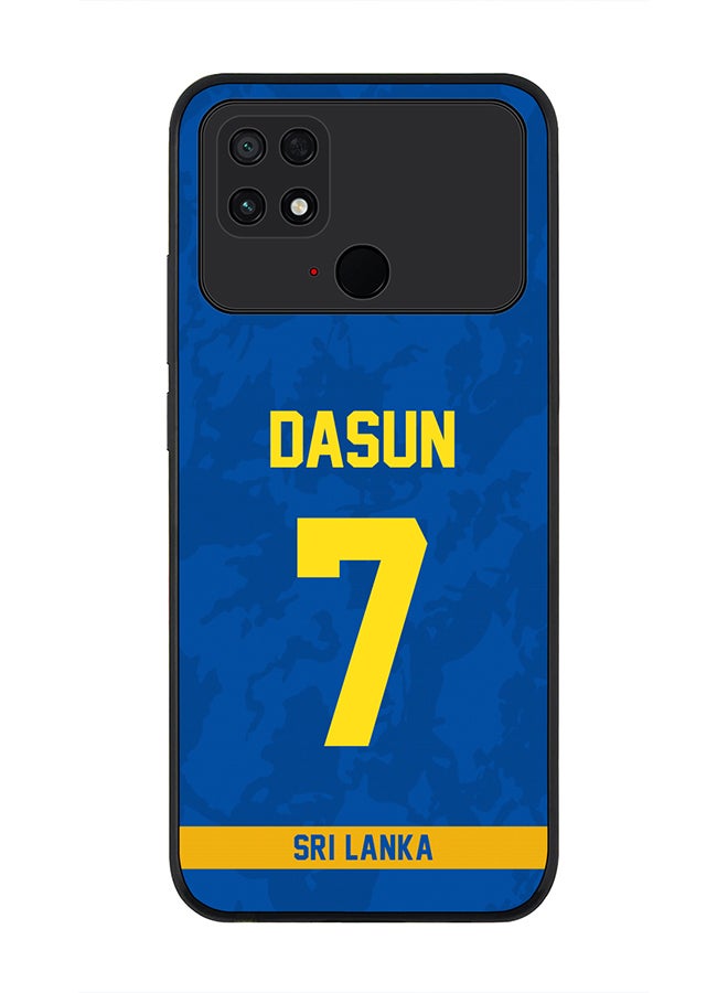 Rugged Black Edge Case for Xiaomi Poco C40, Slim fit Soft Case Flexible Rubber Edges Thin Cover - Player Name - Dasun Shanaka, Jersey Number- 7