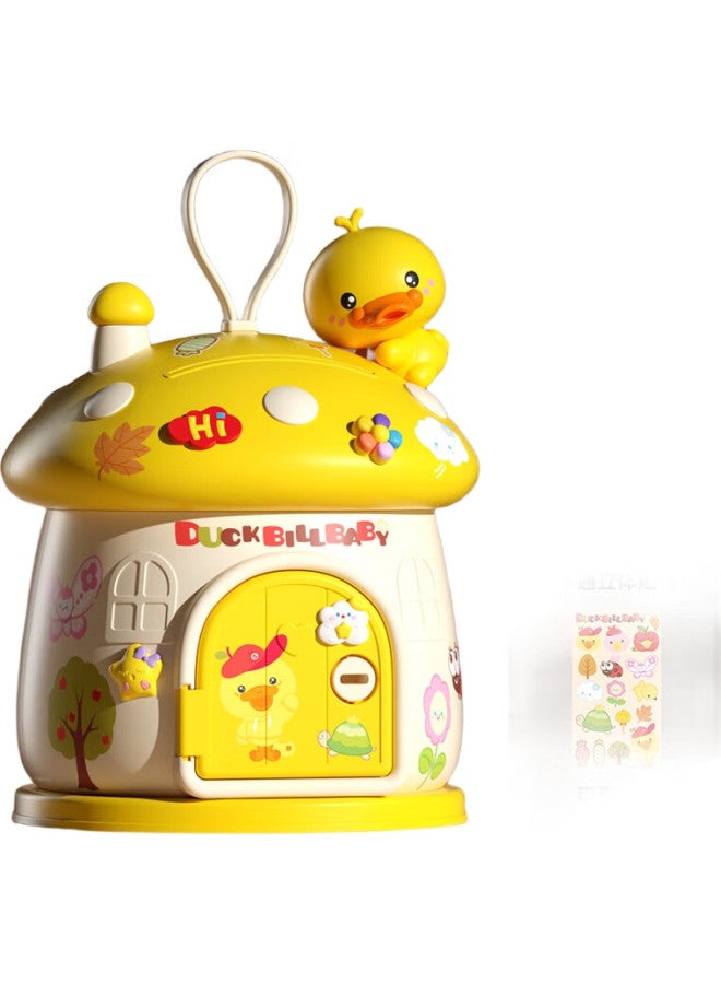 Xst Children'S Savings Piggy Bank, Yellow Duck Design, Deposit And Withdrawal, Popular Mushroom House, Money Box, Gift For Boys And Girls, New Year Present - Image 3