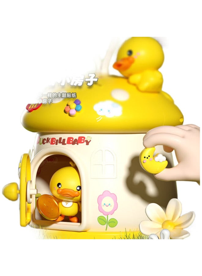 Xst Children'S Savings Piggy Bank, Yellow Duck Design, Deposit And Withdrawal, Popular Mushroom House, Money Box, Gift For Boys And Girls, New Year Present - Image 1