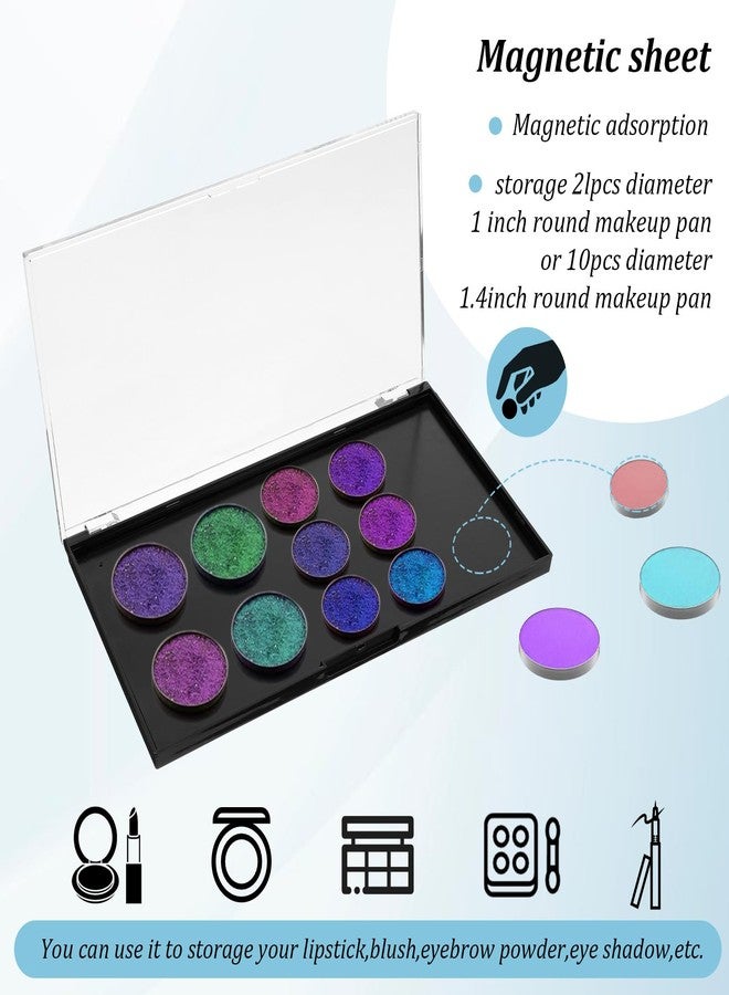mekueeex Magnetic Makeup Palette with Clear Top, 3Pack Empty Eyeshadow Pan Dispensing Storage Box with 60Pcs Adhesive Metal Stickers for DIY Cosmetics Lipstick Blush Powder-7.72”X4.33”Palette - Image 3