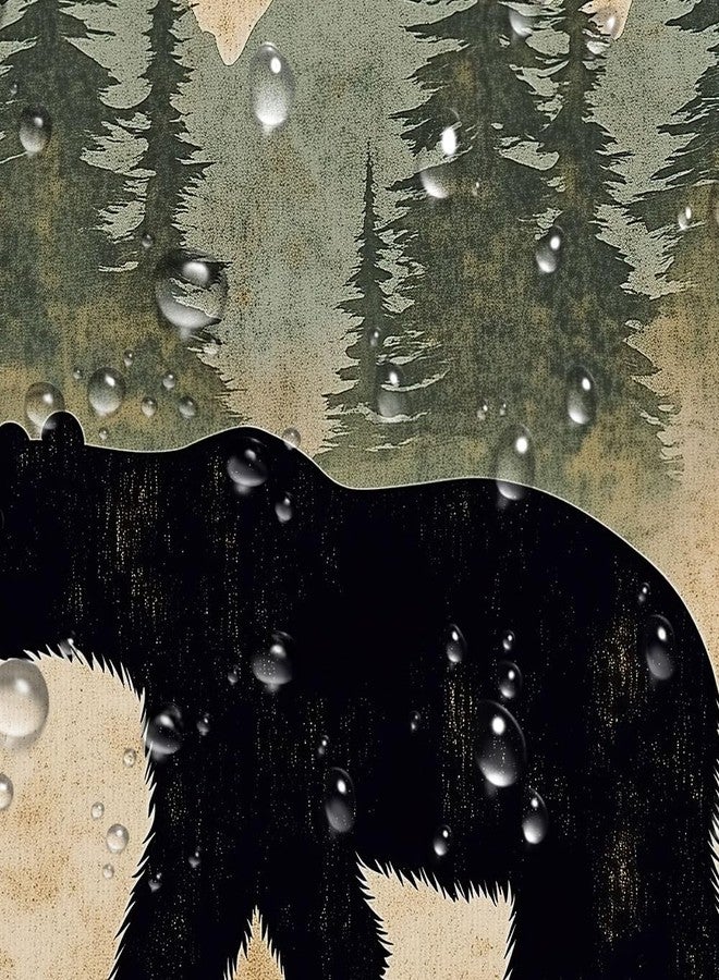 Uokiuki Cabin Bear Shower Curtain, Rustic Deer Hunting Decor Bath Curtains, Farmhouse Country Wooden Camping Forest Waterproof Fabric Bathroom Accessories Set, 47X64 inch with Hooks - Image 5