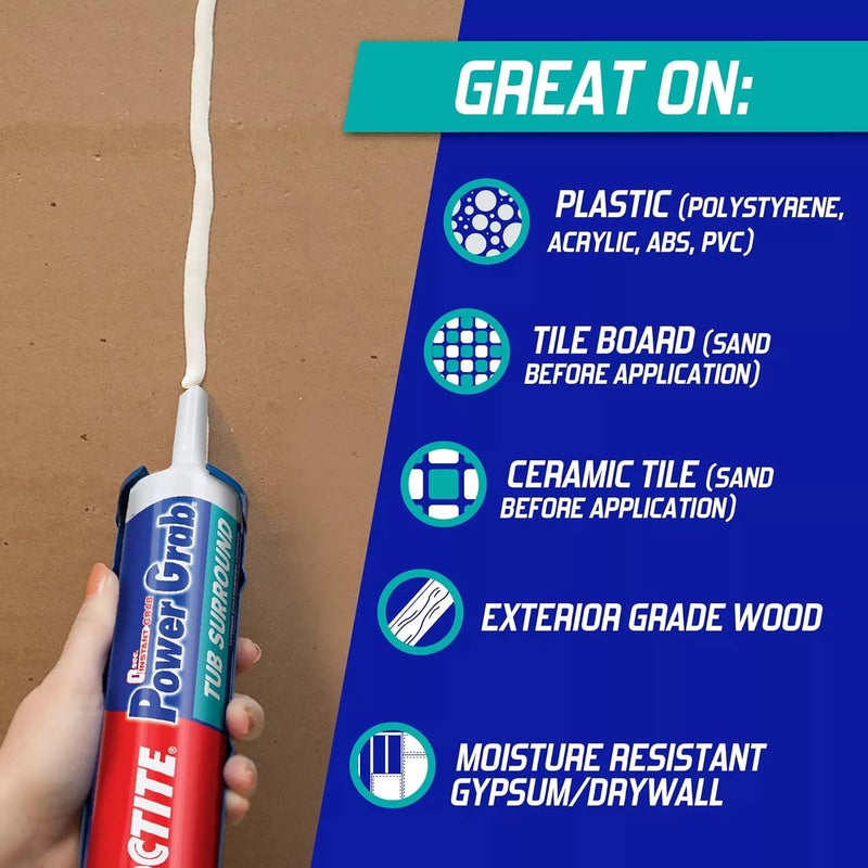 Loctite لاصق بناء محيط حوض الاستحمام باور جرب، 9 أونصة سائلة، عبوة واحدة - Image 3