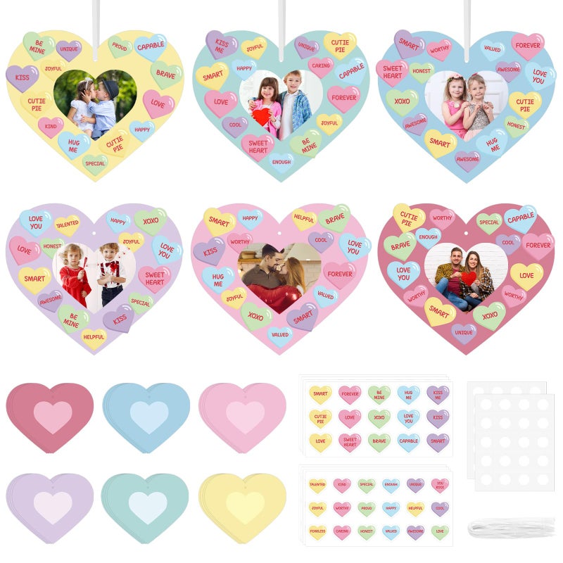 Sereliy 24 PCS Valentine's Day Picture Frame Ornaments Paper Heart DIY Photo Frame Craft Set Hanging Decorations for School Classroom Activity Decor Supplies (Heart) - Image 1
