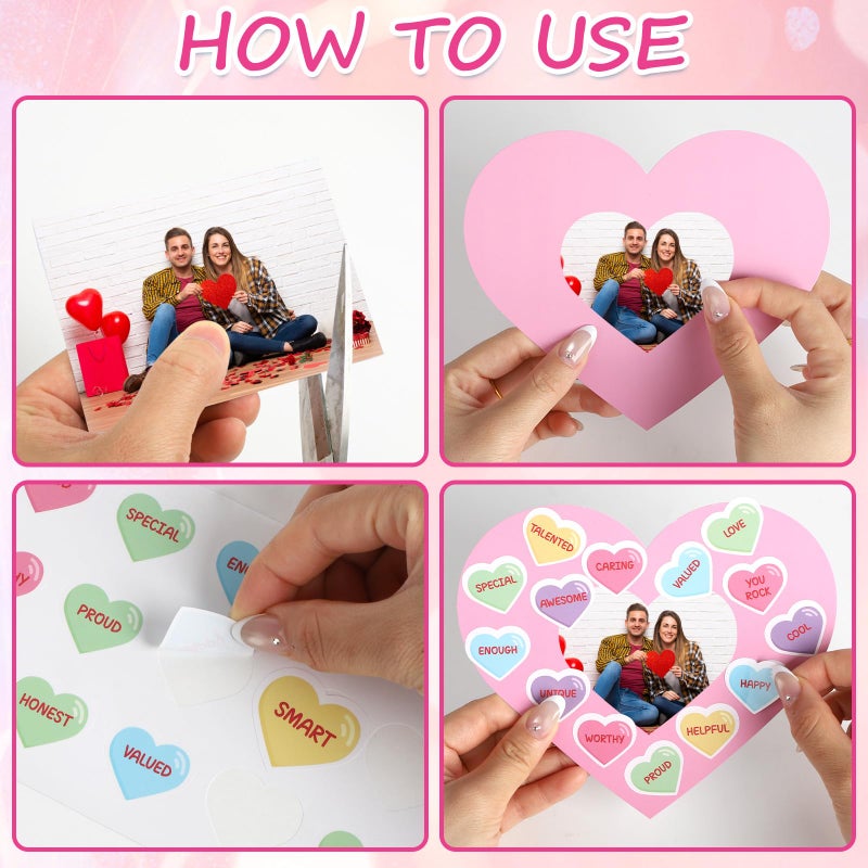 Sereliy 24 PCS Valentine's Day Picture Frame Ornaments Paper Heart DIY Photo Frame Craft Set Hanging Decorations for School Classroom Activity Decor Supplies (Heart) - Image 4