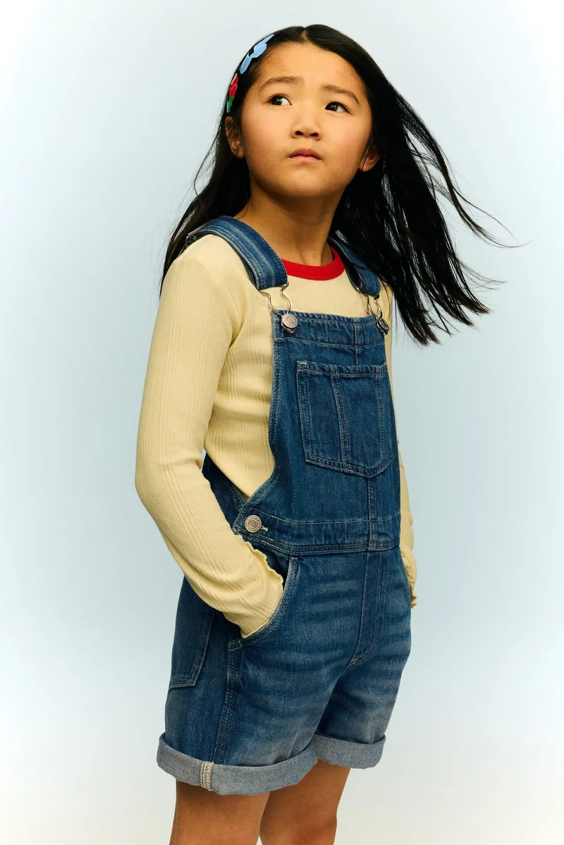 H&M Denim dungaree shorts