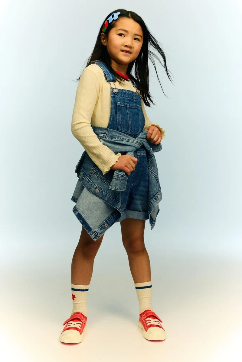 H&M Denim dungaree shorts