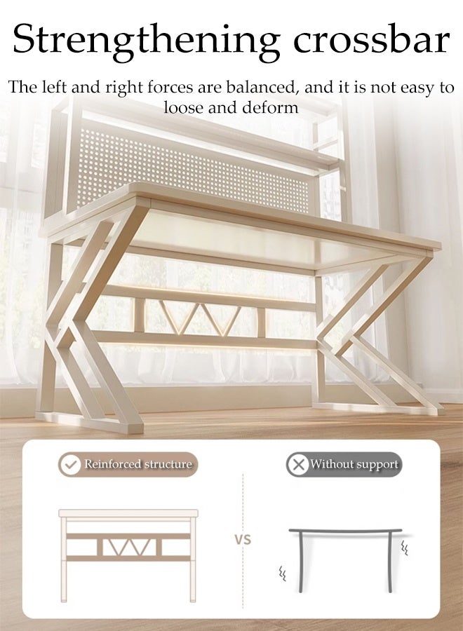 Spides Double K Shaped Computer Desk Multifunctional Gaming Desk with Storage Shelves and Pegboard Ergonomic PC Desktop Computer Gaming Table with 2 Tier Sturdy Metal Frame Large Study Writing Workstation Table for Home Office,Study, Work - Image 3