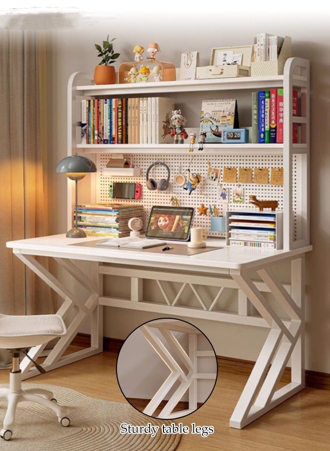 Spides Double K Shaped Computer Desk Multifunctional Gaming Desk with Storage Shelves and Pegboard Ergonomic PC Desktop Computer Gaming Table with 2 Tier Sturdy Metal Frame Large Study Writing Workstation Table for Home Office,Study, Work - Image 1