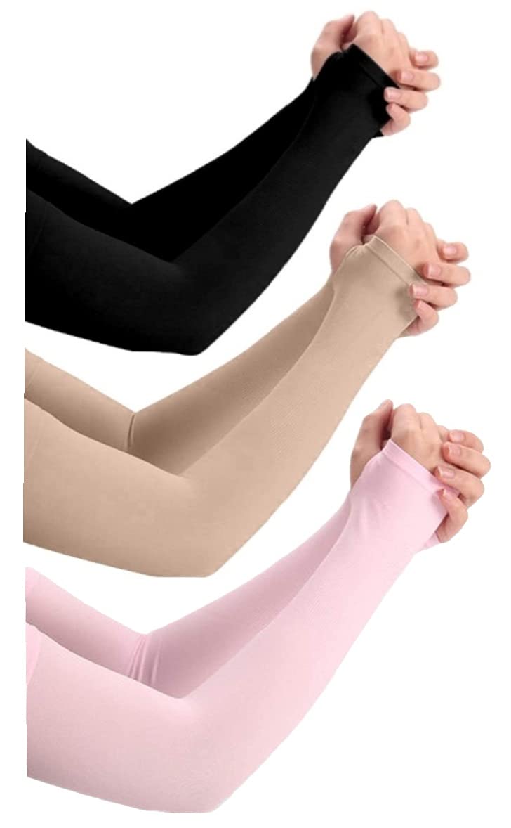 NESVIB 3 Pairs Biker/Sports Full Arm Fingerless Sleeves Gloves for UV, Dust, Summer, Sun Protection for men and Women - Image 1