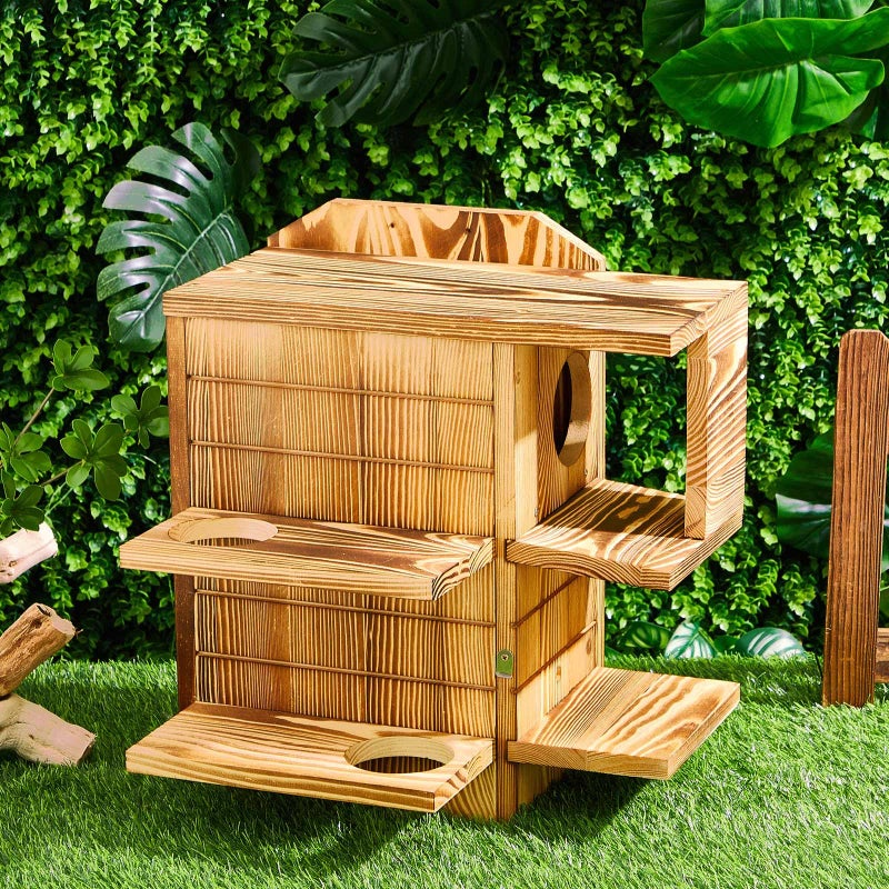 Memorywuu Large Squirrel Family House Predator Guard for Outside with Multi Dual-Layer Platform Squirrel Wooden Nesting Box for Breeding Living, Year-Round Shelter and Nesting Place - Image 5