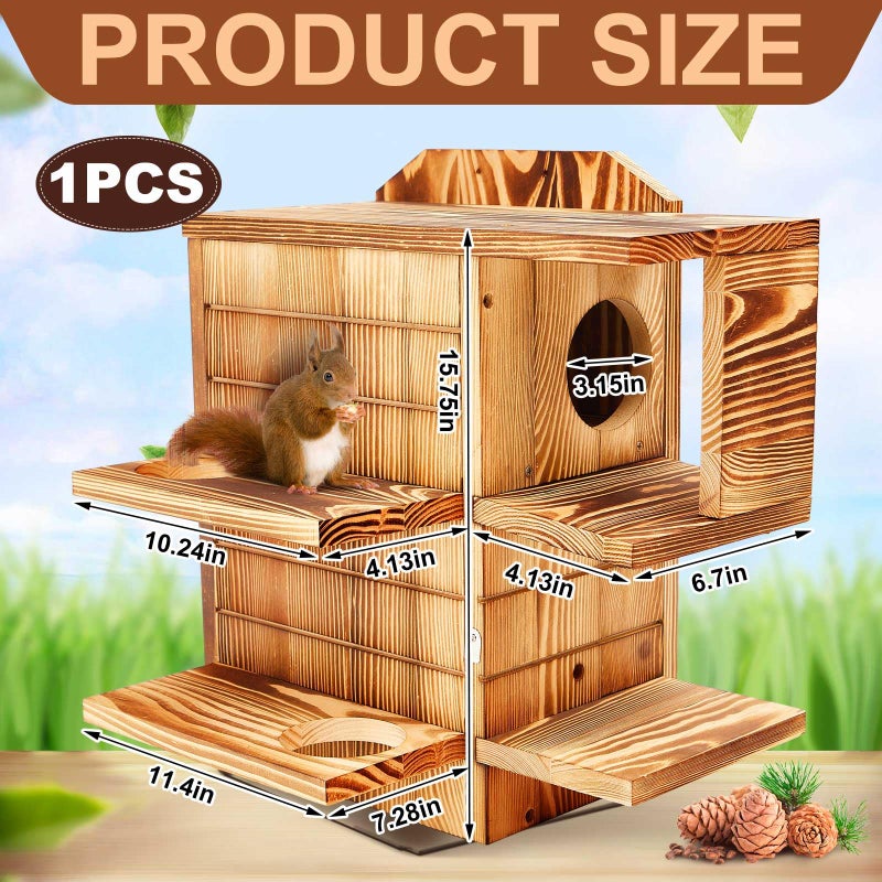 Memorywuu Large Squirrel Family House Predator Guard for Outside with Multi Dual-Layer Platform Squirrel Wooden Nesting Box for Breeding Living, Year-Round Shelter and Nesting Place - Image 2