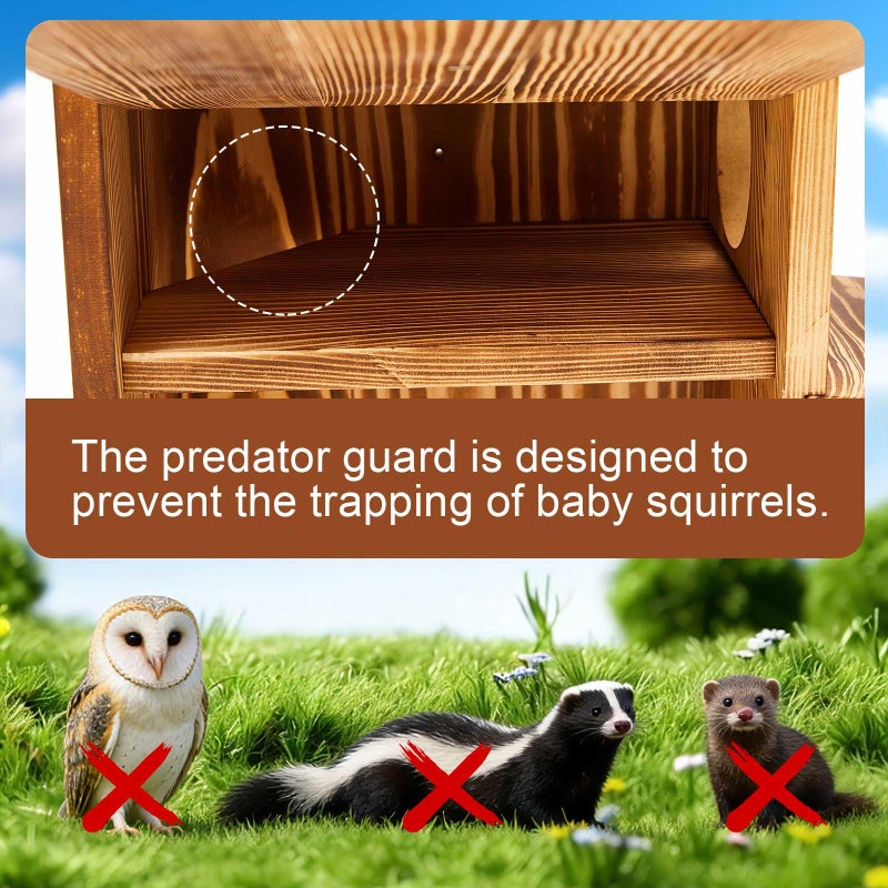 Memorywuu Large Squirrel Family House Predator Guard for Outside with Multi Dual-Layer Platform Squirrel Wooden Nesting Box for Breeding Living, Year-Round Shelter and Nesting Place - Image 3