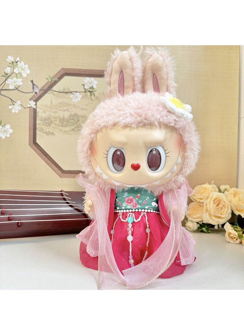 Labubu Time To Chill Doll Clothes 38cm Rubber Plastic Plush Doll Clothes Replacement Chinese Mainland Origin Home Decor Mini Mod Size s red tube top han dynasty 
