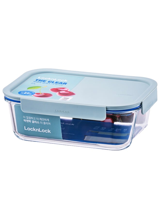 LocknLock Clear Glass Rectangular 380ml Mint - Durable, Airtight, Heat-Resistant Food Storage Container