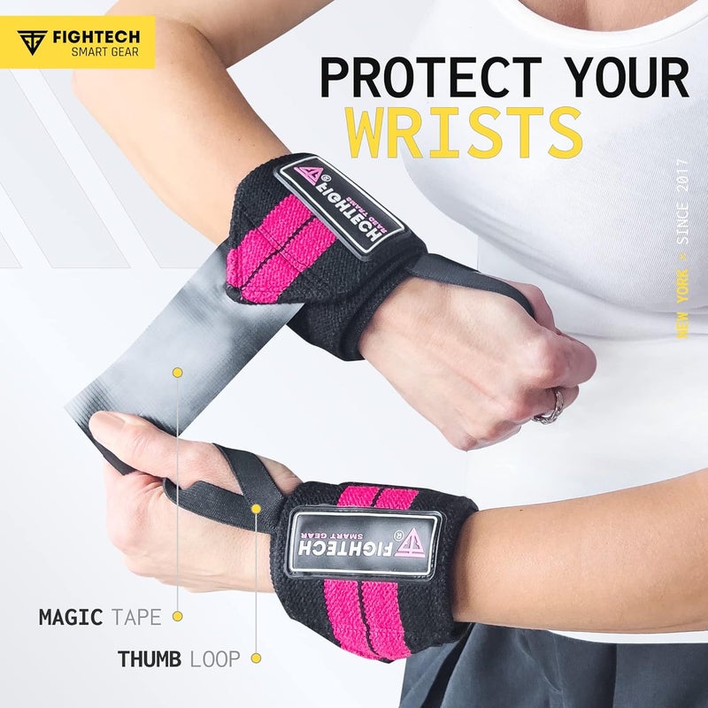 FIGHTECH Wrist Wraps for WeightLifting | 18 inch Professional Grade Lifting Wrist Wraps | Best for Powerlifting Competition, Strength Training, Bodybuilding (Pink, 18 Inch) - Image 3