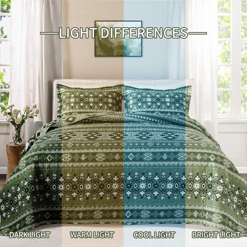 BEDIFANY California King Quilt, Reversible Lightweight Bedspread, Boho Bed Spread Coverlet Sets for Bed Decoration, All-Season Oversized King Size Quilt Bedding Set (108 * 118 in), 3 Pieces - Image 5