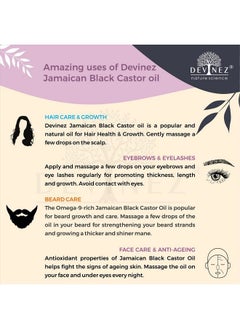Devinez Jamaican Black Castor Certified Coldpressed Oil 100Ml With Pump Organic For Hair Growth Stronger Hair Skin & Nails No Mineral Oil & Silicones  - Image 5