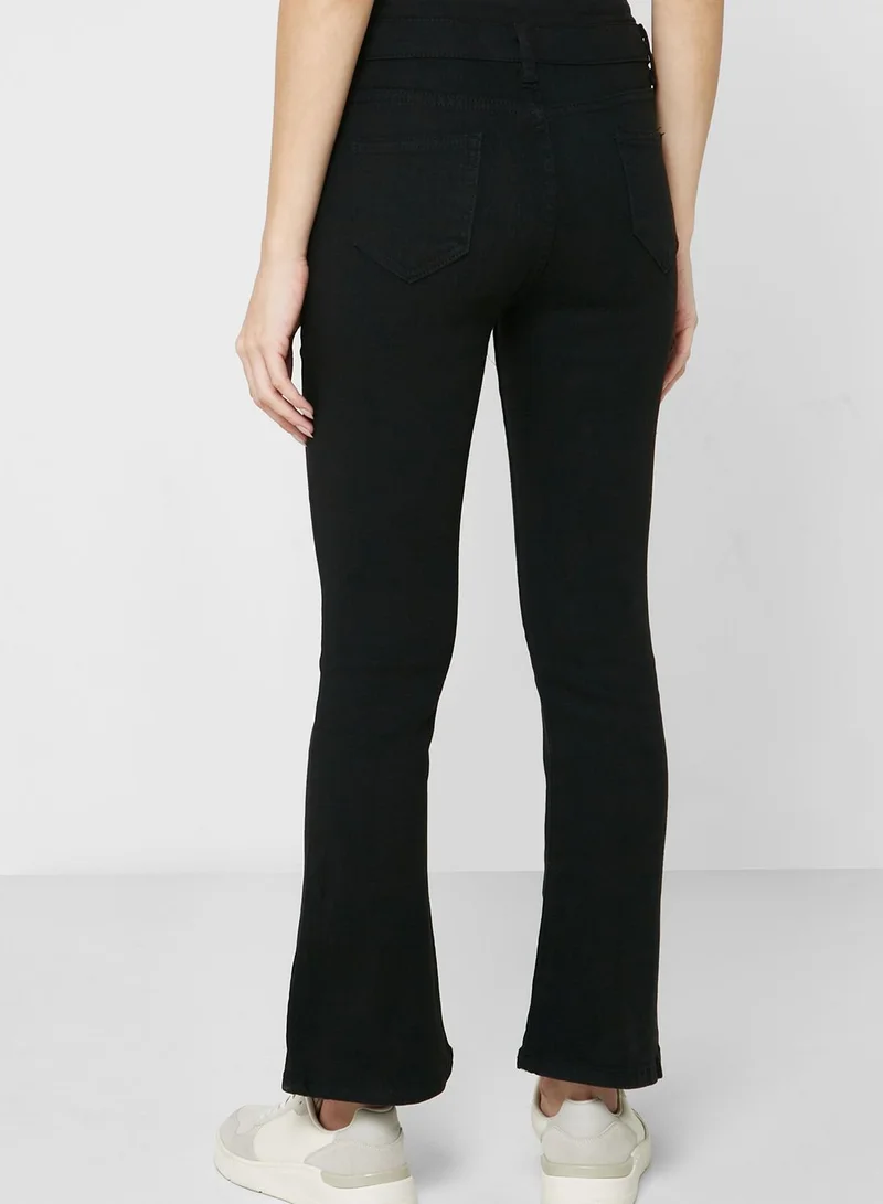 Ginger High-Waisted Fitted Jeans With Slit Hem