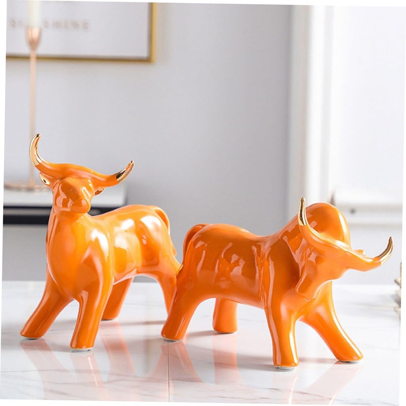 Creative Tabletop Cattle Sculpture Home Decor for Living Room Office Unique Photography Prop - Image 4
