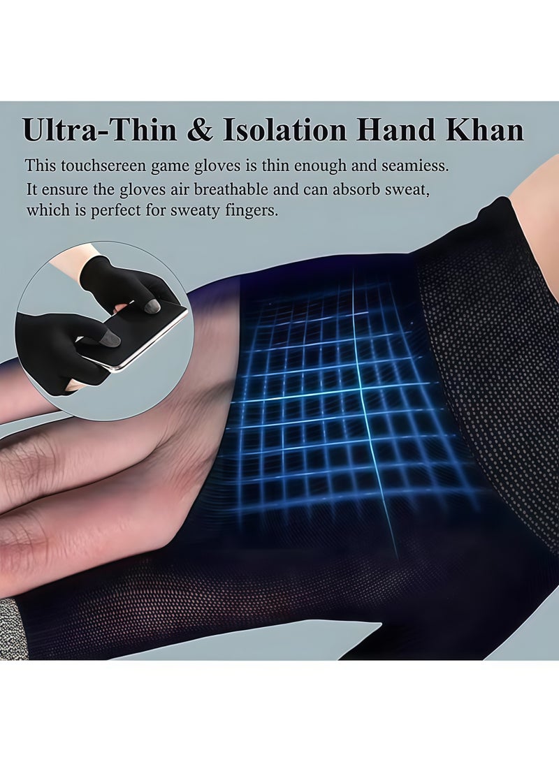 1 Pairs E-Sports Gaming Gloves＋8 Pcs Mobile Esports Gaming Finger Sleeve，Anti-Sweat Breathable Thumb for Highly Sensitive Nano-Silver Fiber Material and Nylon PUBG Mobile Phone Games Accessories - Image 3