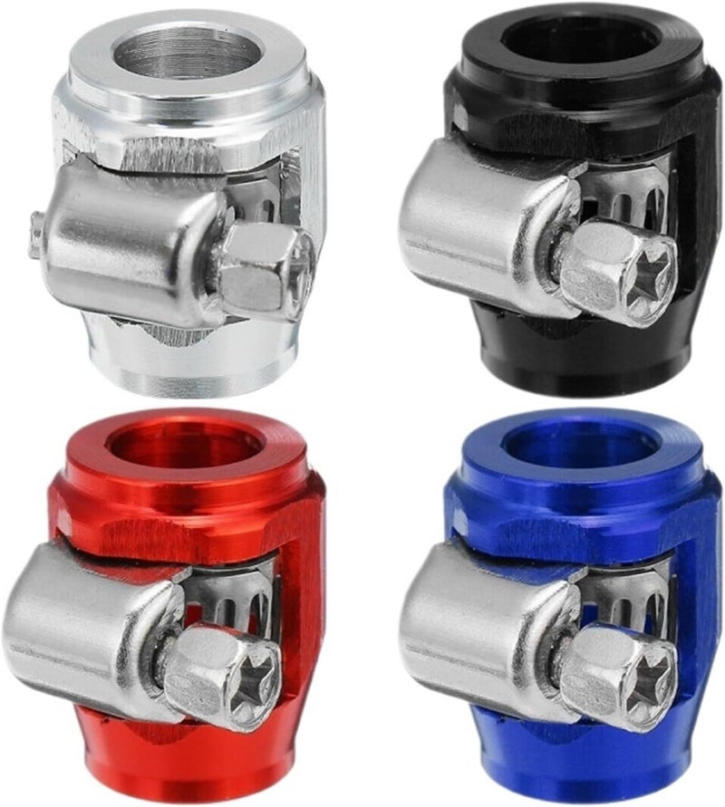 Hose Finisher Clamp 5pcs Metal Car End Oil Fuel Hose Clamp AN4 AN6 AN8 AN10 AN12 Pipe Finisher for Stainless Braided Hoses,Rubber Hoses End Finis(AN 4 Black) - Image 1