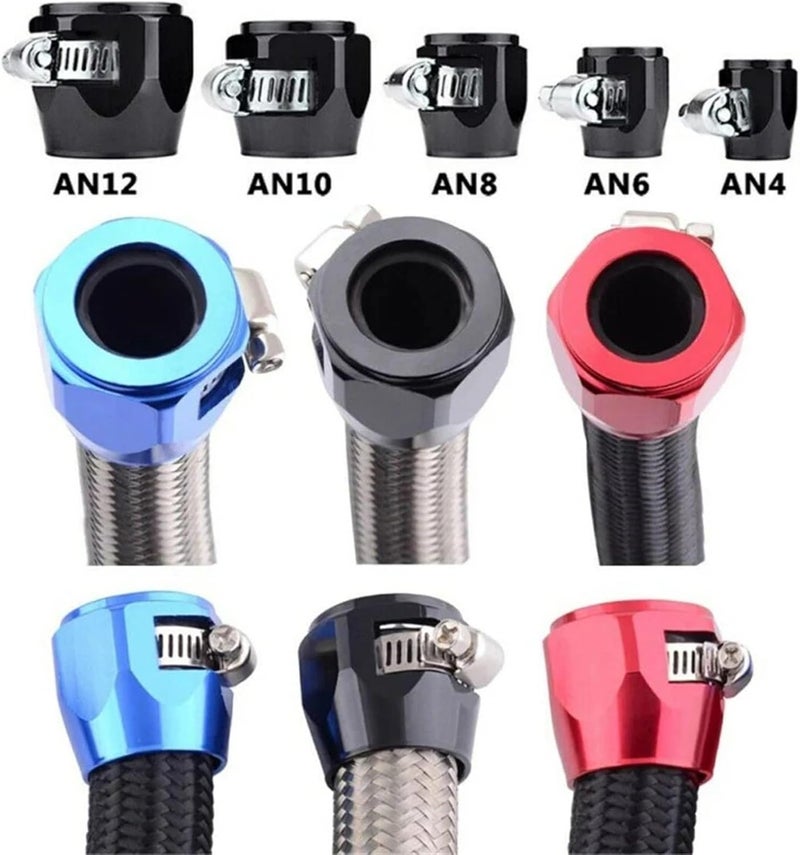 Hose Finisher Clamp 5pcs Metal Car End Oil Fuel Hose Clamp AN4 AN6 AN8 AN10 AN12 Pipe Finisher for Stainless Braided Hoses,Rubber Hoses End Finis(AN 4 Black) - Image 4