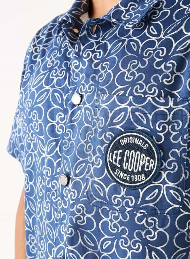Lee Cooper Lee Cooper Relaxed Fit Printed Shirt with Short Sleeves