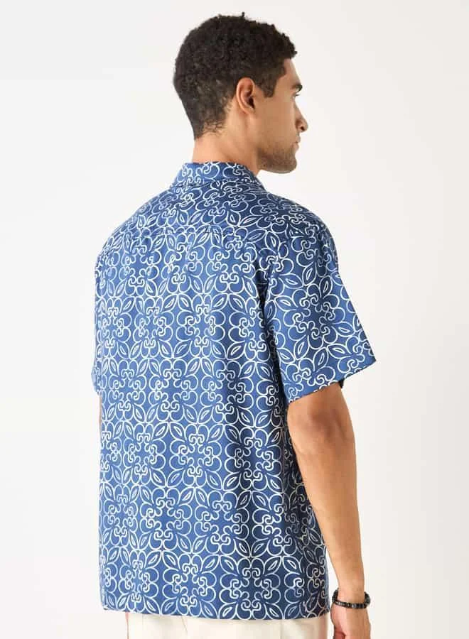 Lee Cooper Lee Cooper Relaxed Fit Printed Shirt with Short Sleeves
