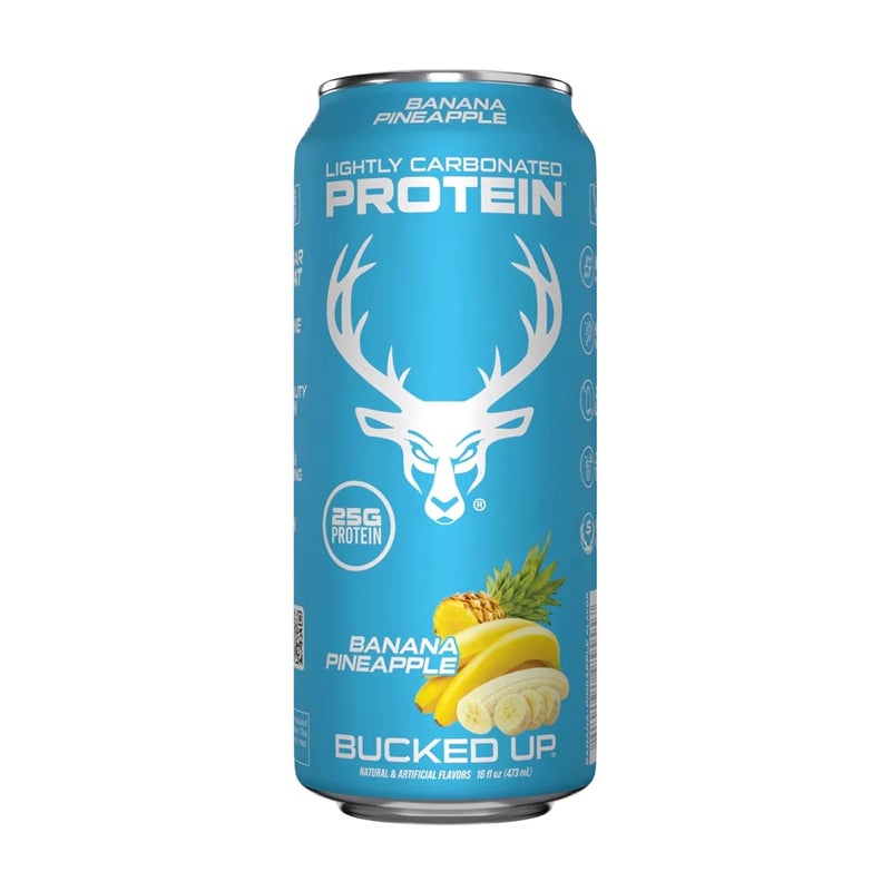 Bucked Up Lightly Carbonated Protein Drink – Banana Pineapple, 473ml - Image 1