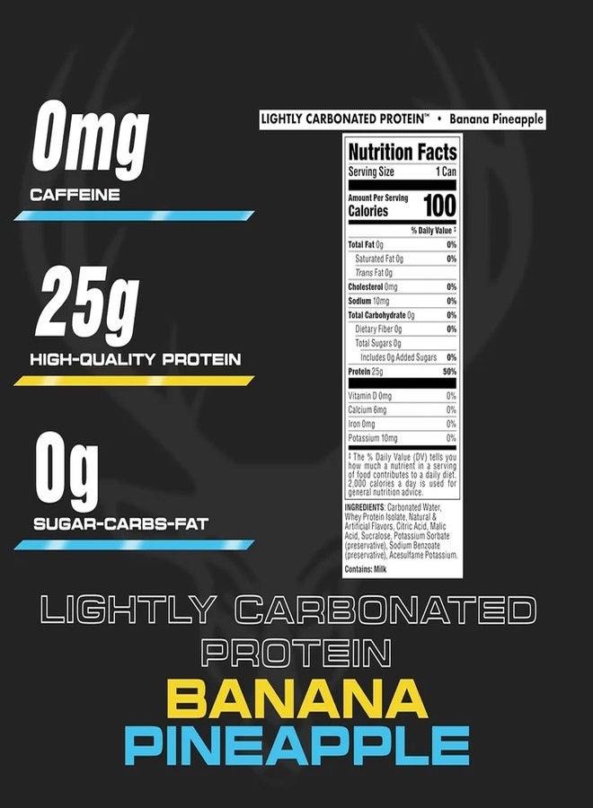 Bucked Up Lightly Carbonated Protein Soda - 25g Whey Isolate - RTD - Zero Sugar, Low Calorie, Caffeine Free, Sparkling Protein Soda - 473 ml flavored (Banana Pineapple) - Image 2