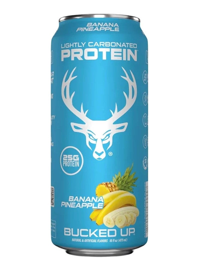 Bucked Up Lightly Carbonated Protein Soda - 25g Whey Isolate - RTD - Zero Sugar, Low Calorie, Caffeine Free, Sparkling Protein Soda - 473 ml flavored (Banana Pineapple) - Image 1